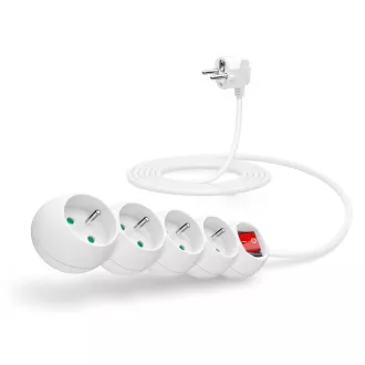 CONNECT IT predlžovací kábel 230 V, 4 zásuvky, 3 m, s vypínačom (biely) CONNECT IT predlžovací kábel 230 V, 4 zásuvky, 3 m, s vypínačom (biely)