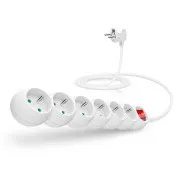 CONNECT IT predlžovací kábel 230 V, 6 zásuviek, 2 m, s vypínačom (biely)