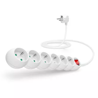CONNECT IT predlžovací kábel 230 V, 6 zásuviek, 2 m, s vypínačom (biely)