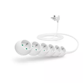 CONNECT IT predlžovací kábel 230 V, 6 zásuviek, 3 m, bez vypínača (biely)