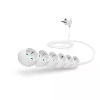 CONNECT IT predlžovací kábel 230 V, 6 zásuviek, 2 m, bez vypínača (biely)