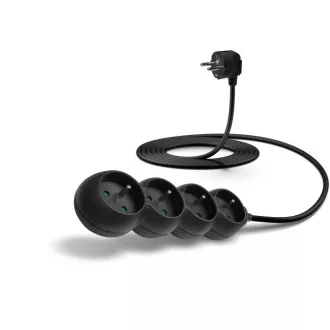 CONNECT IT predlžovací kábel 230 V, 4 zásuvky, 3 m, bez vypínača (čierny)