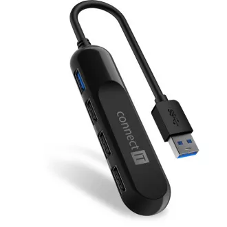 CONNECT IT USB-A húb USB 3.0, externý, ČIERNY