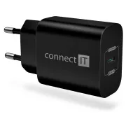 CONNECT IT Voyager2 nabíjací adaptér 1×USB-C, 25W PD, ČIERNY