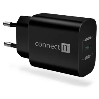 CONNECT IT Voyager2 nabíjací adaptér 1×USB-C, 25W PD, ČIERNY