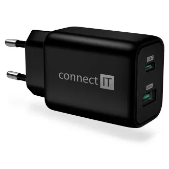 CONNECT IT Wanderer2 GaN nabíjací adaptér 1×USB-C + 1xUSB-A, 33W PD, ČIERNY CONNECT IT Wanderer2 GaN nabíjací adaptér 1×USB-C + 1xUSB-A, 33W PD, ČIERNY