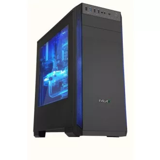 EVOLVEO T3, case ATX, 2x USB2.0 / 1x USB3.0, 3x 120mm (modrý), čierny s modrým podsvietením