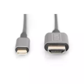 Digitus USB-C - HDMI káblový adaptér, 1,8 m 4K/30 Hz, čierny, kovový kryt
