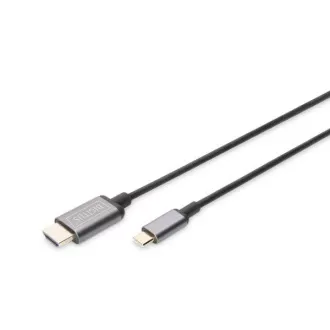Digitus USB-C - HDMI káblový adaptér, 1,8 m 4K/30 Hz, čierny, kovový kryt
