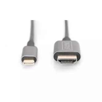 Digitus USB-C - HDMI káblový adaptér, 1,8 m 4K/30 Hz, čierny, kovový kryt