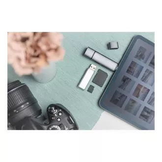Digitus dvojitá čítačka kariet OTG (USB-C + USB 3.0) 1x SD, 1x MicroSD, 1x USB 3.0, šedá