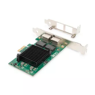 Digitus Karta Gigabit Ethernet PCI Express, dvojportový 32-bitový držiak s nízkym profilom, čipová sada Intel