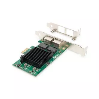 Digitus Karta Gigabit Ethernet PCI Express, dvojportový 32-bitový držiak s nízkym profilom, čipová sada Intel