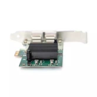 Digitus Karta Gigabit Ethernet PCI Express, dvojportový 32-bitový držiak s nízkym profilom, čipová sada Intel