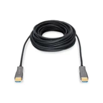 Digitus Pripojovací kábel HDMI AOC s hybridným vláknom, typ AM/M, 15 m, UHD 4K @ 60 Hz, CE, zlatá, bl
