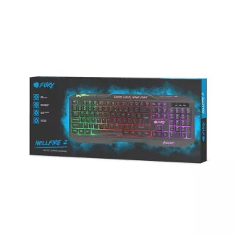 Fury Herná klávesnica Hellfire 2, drôtová, USB, kábel dĺžka 1,45 m, podsvietená, čierna (rozloženie US)