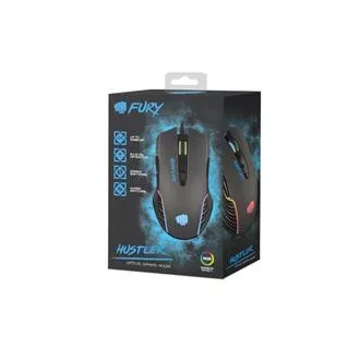 Fury Herná myš Hustler, herná, 6400DPI, USB, optická, drôtová, RGB, 7 tlačidiel, kábel dĺžka 1,6m, čierna