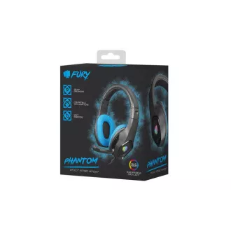 Fury Herné slúchadlá s mikrofónom Phantom, drôtové, RGB, USB, jack 3,5mm, kábel dĺžka 2m, čierna Fury Herné slúchadlá s mikrofónom Phantom, drôtové, RGB, USB, jack 3,5mm, kábel dĺžka 2m, čierna