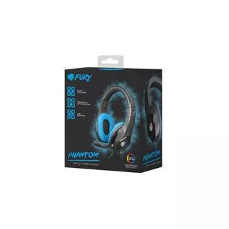 Fury Herné slúchadlá s mikrofónom Phantom, drôtové, RGB, USB, jack 3,5mm, kábel dĺžka 2m, čierna Fury Herné slúchadlá s mikrofónom Phantom, drôtové, RGB, USB, jack 3,5mm, kábel dĺžka 2m, čierna