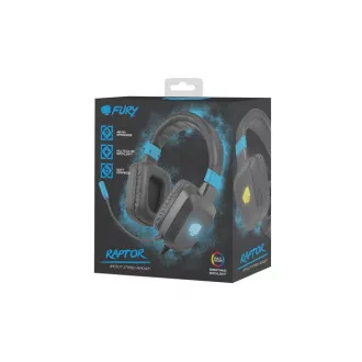 Fury Herné slúchadlá s mikrofónom Raptor, drôtové, RGB, USB, jack 3,5mm, kábel dĺžka 2m, čierna Fury Herné slúchadlá s mikrofónom Raptor, drôtové, RGB, USB, jack 3,5mm, kábel dĺžka 2m, čierna