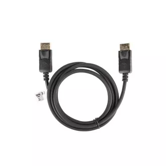 LANBERG pripojovací kábel DisplayPort 1.2 M/M, 4K@60Hz, dĺžka 1,8m, čierny, so západkou, pozlátené konektory