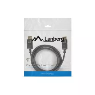 LANBERG pripojovací kábel DisplayPort 1.2 M/M, 4K@60Hz, dĺžka 1,8m, čierny, so západkou, pozlátené konektory LANBERG pripojovací kábel DisplayPort 1.2 M/M, 4K@60Hz, dĺžka 1,8m, čierny, so západkou, pozlátené konektory