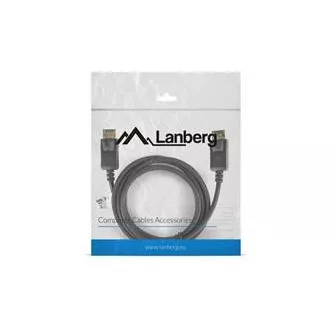 LANBERG pripojovací kábel DisplayPort 1.2 M/M, 4K@60Hz, dĺžka 1,8m, čierny, so západkou, pozlátené konektory LANBERG pripojovací kábel DisplayPort 1.2 M/M, 4K@60Hz, dĺžka 1,8m, čierny, so západkou, pozlátené konektory