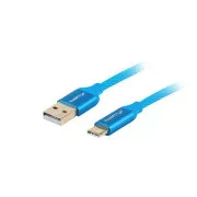 LANBERG USB-C(M) na USB-A(M) 2.0 kábel 1,8m, modrý, rýchle nabíjanie 3.0