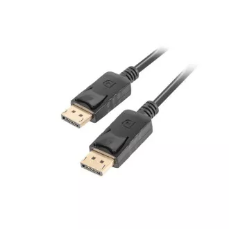 LANBERG pripojovací kábel DisplayPort 1.2 M/M, 4K@60Hz, dĺžka 3m, čierny, so západkou, pozlátené konektory LANBERG pripojovací kábel DisplayPort 1.2 M/M, 4K@60Hz, dĺžka 3m, čierny, so západkou, pozlátené konektory