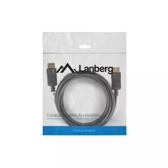 LANBERG pripojovací kábel DisplayPort 1.2 M/M, 4K@60Hz, dĺžka 3m, čierny, so západkou, pozlátené konektory LANBERG pripojovací kábel DisplayPort 1.2 M/M, 4K@60Hz, dĺžka 3m, čierny, so západkou, pozlátené konektory