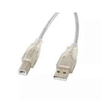 LANBERG USB-A (M) na USB-B (M) 2.0 kábel 1,8m, transparentný