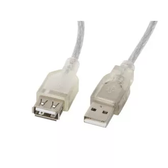 LANBERG USB-A M/F 2.0 kábel 1,8m, transparentný