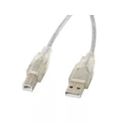 LANBERG USB-A (M) na USB-B (M) 2.0 kábel 3m, transparentný
