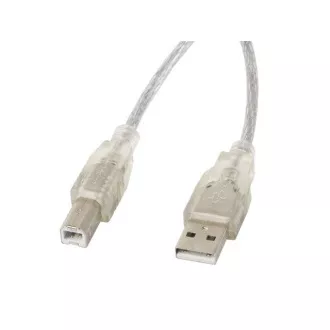 LANBERG USB-A (M) na USB-B (M) 2.0 kábel 3m, transparentný LANBERG USB-A (M) na USB-B (M) 2.0 kábel 3m, transparentný