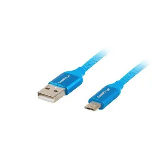 LANBERG Micro USB (M) na USB-A (M) 2.0 kábel 1m, modrý, rýchle nabíjanie 3.0 LANBERG Micro USB (M) na USB-A (M) 2.0 kábel 1m, modrý, rýchle nabíjanie 3.0