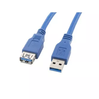 LANBERG USB-A M/F 3.0 kábel 3m, modrý