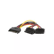 LANBERG SATA (M) na 2x SATA (F) kábel 15cm, uhlový