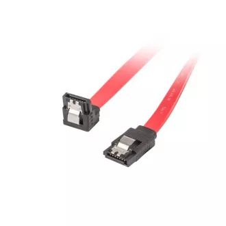 LANBERG SATA III dátový kábel (6GB/S) F/F 50cm uhlový/rovný, kovová západka, červený
