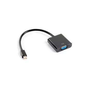 LANBERG adaptér mini DisplayPort 1.2 na VGA, M/F, kábel 20cm, čierny LANBERG adaptér mini DisplayPort 1.2 na VGA, M/F, kábel 20cm, čierny