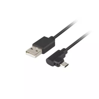 LANBERG micro USB (M) na USB-A (M) 2.0 kábel 1,8 m, čierny, micro obojstranný samec pravouhlý ľavý/pravý