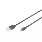 Digitus USB 2.0 kábel USB A samec na USB micro B samec, 2x tienený, Meď, 1m