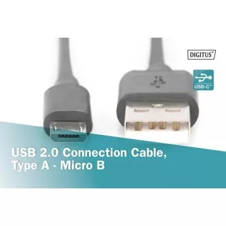 Digitus USB 2.0 kábel USB A samec na USB micro B samec, 2x tienený, Meď, 1m