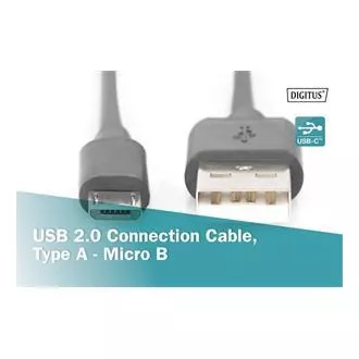 Digitus USB 2.0 kábel USB A samec na USB micro B samec, 2x tienený, Meď, 1m