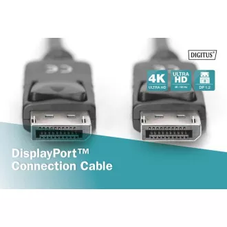 Digitus Pripojovací kábel DisplayPort 1.2, DP M/M, 2,0 m, so západkou, Ultra HD 4K, bl