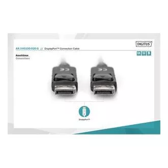 Digitus Pripojovací kábel DisplayPort 1.2, DP M/M, 2,0 m, so západkou, Ultra HD 4K, bl