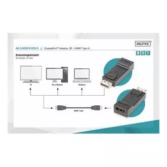Digitus DisplayPort adaptér, Displayport samec -> HDMI A samica