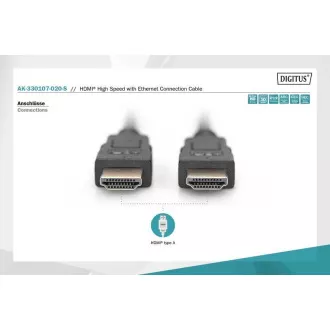 Digitus Pripojovací kábel HDMI High Speed, typ AM/M, 2,0 m, Ultra HD 60p, zlatý, bl Digitus Pripojovací kábel HDMI High Speed, typ AM/M, 2,0 m, Ultra HD 60p, zlatý, bl