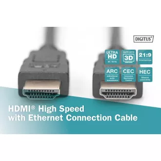 Digitus Pripojovací kábel HDMI High Speed, typ AM/M, 2,0 m, Ultra HD 60p, zlatý, bl Digitus Pripojovací kábel HDMI High Speed, typ AM/M, 2,0 m, Ultra HD 60p, zlatý, bl