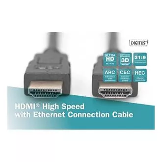 Digitus Pripojovací kábel HDMI High Speed, typ AM/M, 2,0 m, Ultra HD 60p, zlatý, bl Digitus Pripojovací kábel HDMI High Speed, typ AM/M, 2,0 m, Ultra HD 60p, zlatý, bl