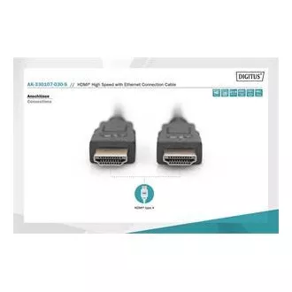 Digitus Pripojovací kábel HDMI High Speed, typ AM/M, 3,0 m, Ultra HD 60p, zlatý, bl Digitus Pripojovací kábel HDMI High Speed, typ AM/M, 3,0 m, Ultra HD 60p, zlatý, bl